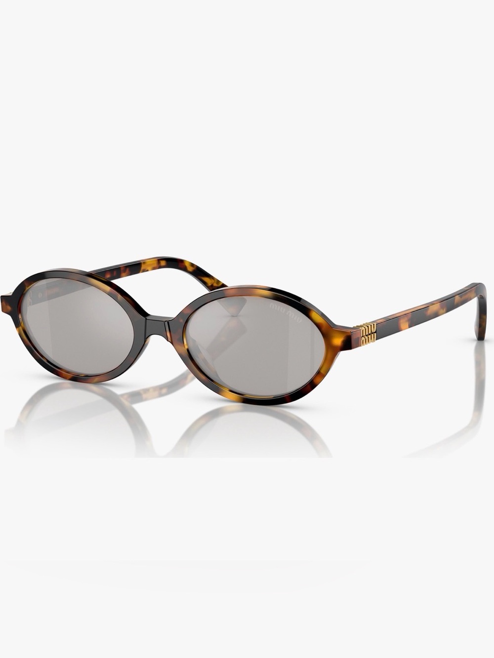 New Miu Miu Havana Silver Mirror Tortoise Acetate Women's 50 mm Mini Sunglasses